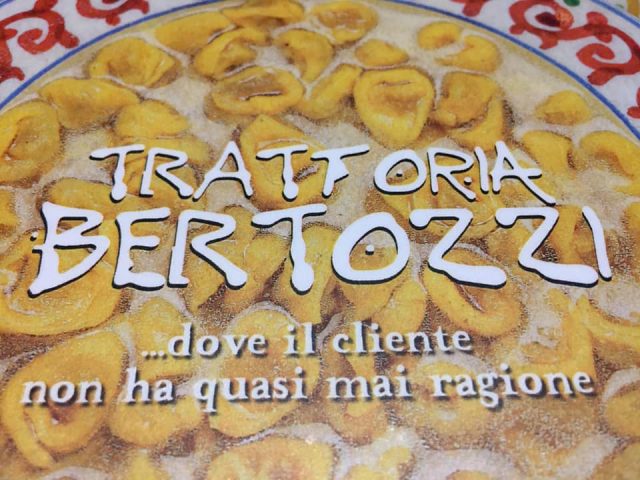 Trattoria Bertozzi, la copertina del menu