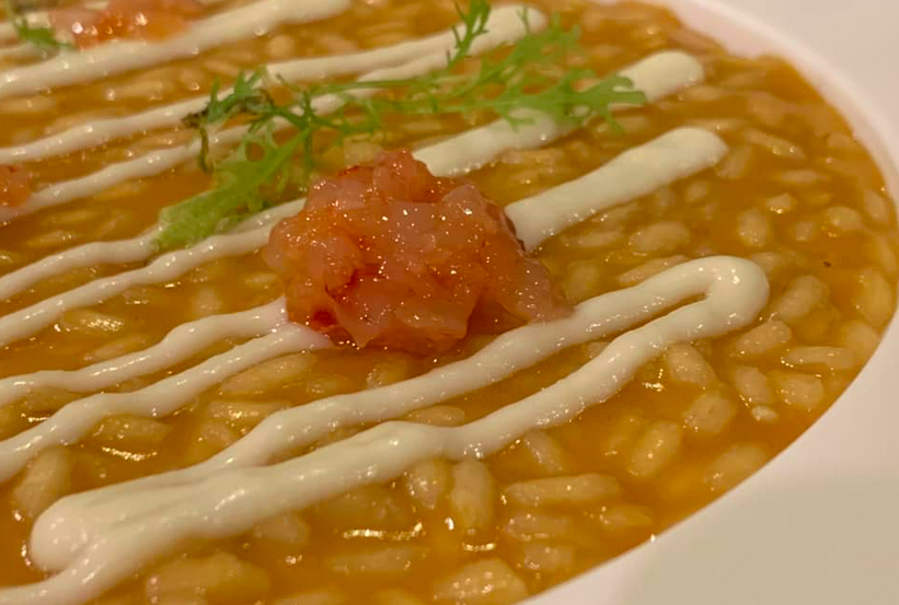 Alessandro Feo Ristorante, risotto con estratto di gambero rosso