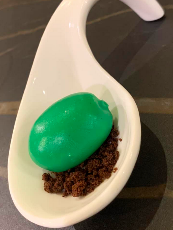 Alessandro Feo Ristorante, pre dessert al basilico e cacao