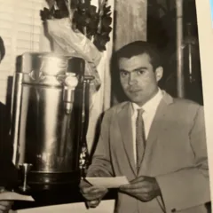 Raffaele Sorrentino all'inaugurazione della Cremeria Sorrento negli anni Sessanta
