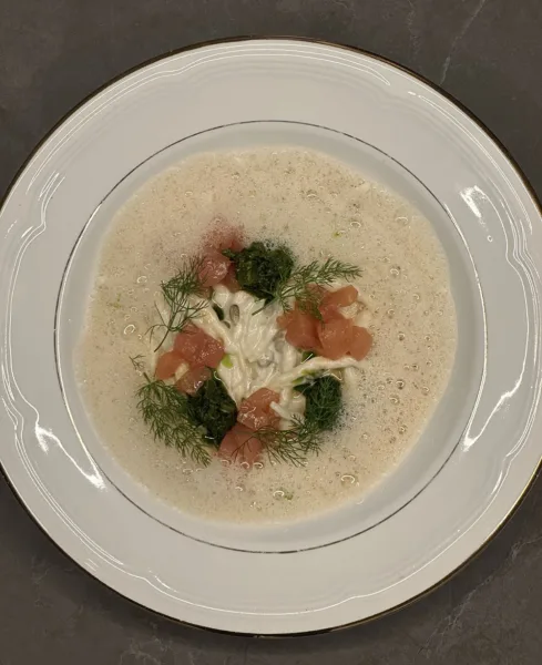 Trofie in bianco, pesto di Procida e battuto di coniglio - Aniello La Muro