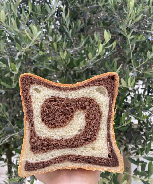 Shokupan Veg variegato al cioccolato speziato con spalmabile alle nocciole - Federica Finzi