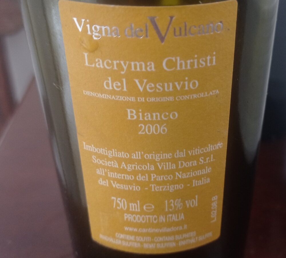 Controetichetta Vigna del Vulcano Lacryma Christi Bianco Doc 2006 Villa Dora