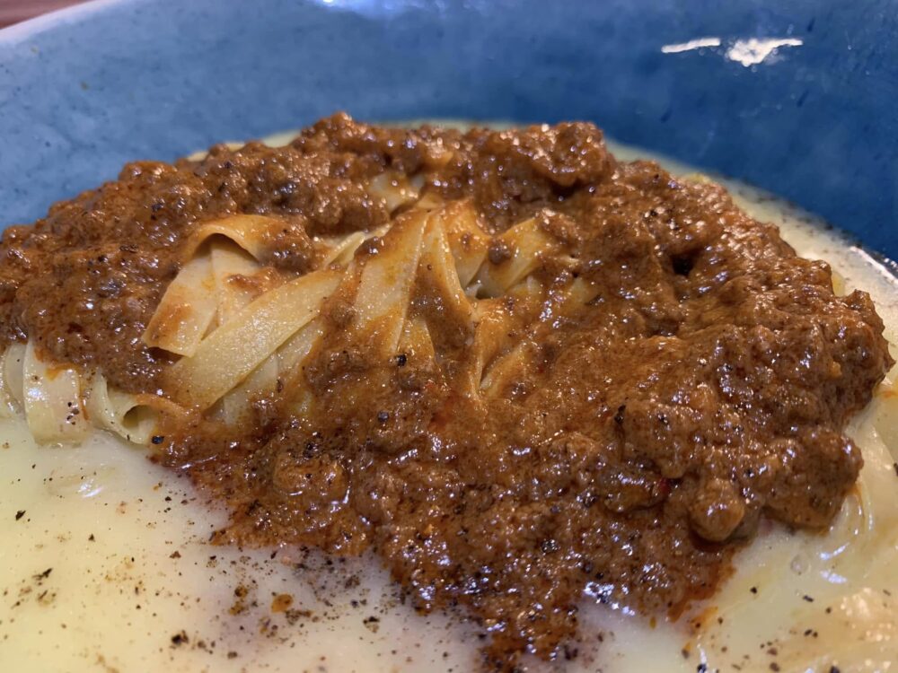 Ristorante Consorzio, tagliatelle integrali di farro al ragù di cuore