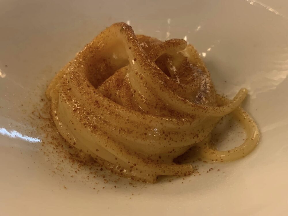 Ristorante Scatto a Torino, spaghettone burro e miso