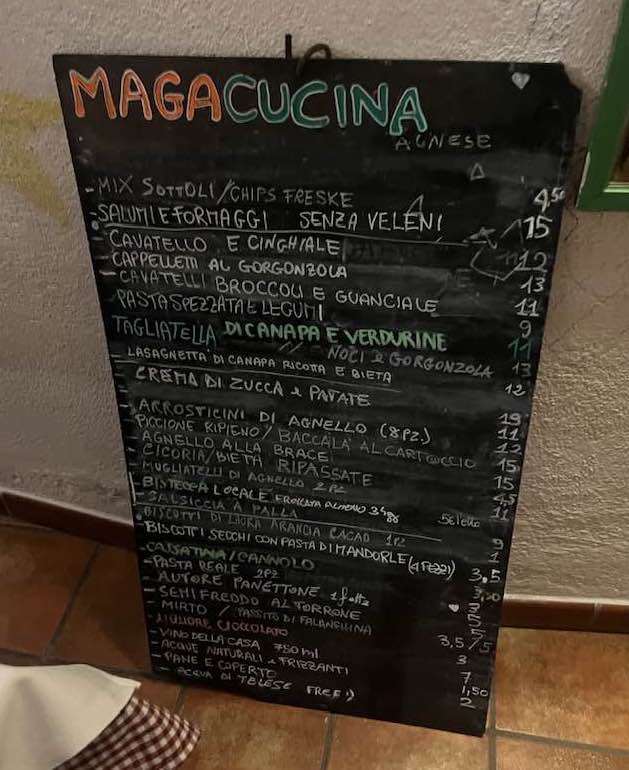 Osteria Umagazzeo - il menu